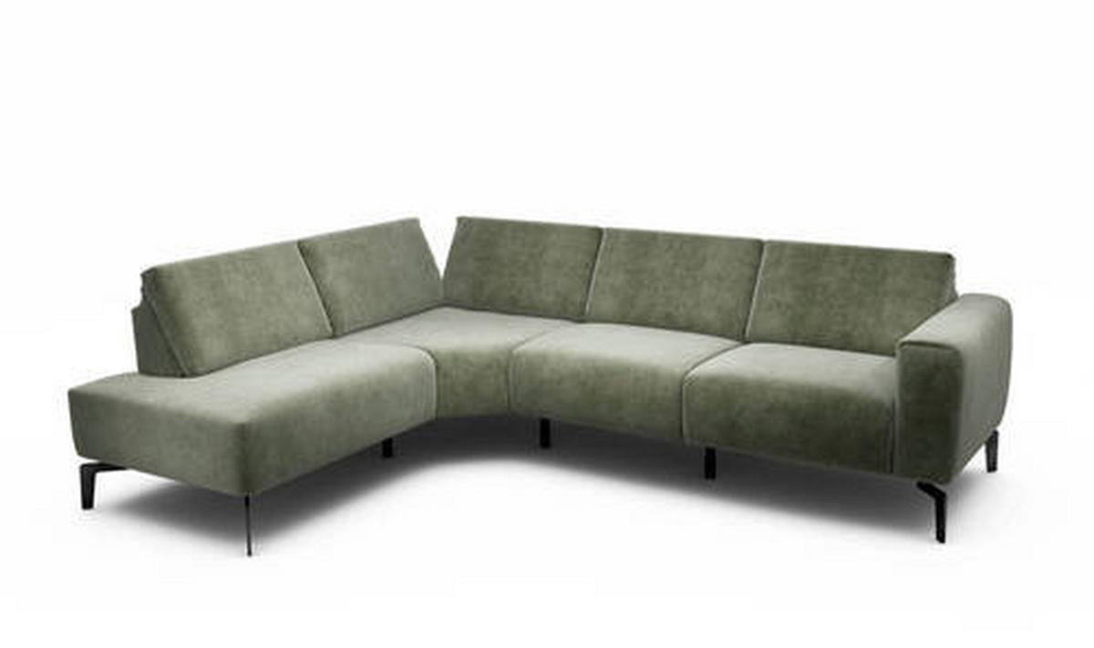 ECKSOFA in Samt Waldgrün  193/256 cm  - Waldgrün/Schwarz, Design, Textil/Metall (193/256cm) - SENSOO