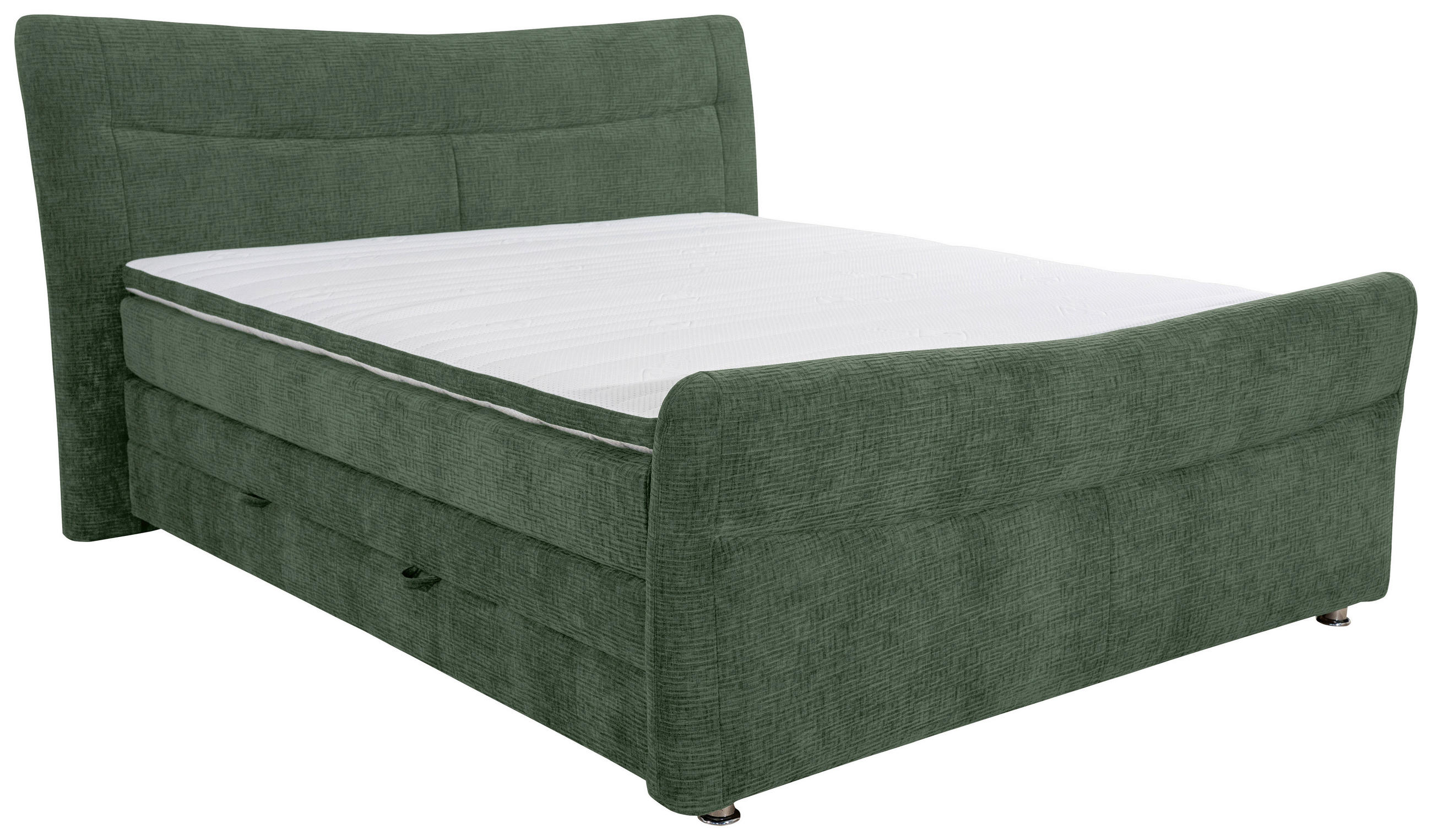 BOXSPRINGBETT 180/200 cm  in Dunkelgrün  - Chromfarben/Dunkelgrün, Konventionell, Textil/Metall (180/200cm) - Esposa