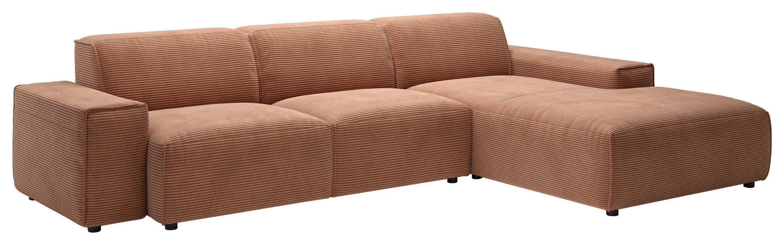 ECKSOFA in Cord Rostfarben - Rostfarben/Schwarz, Design, Kunststoff/Textil (300/189cm) - Pure Home Lifestyle