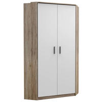 HÖRNGARDEROB 95/199/95 cm  - vit/aluminiumfärg, Klassisk, trämaterial/plast (95/199/95cm) - Carryhome