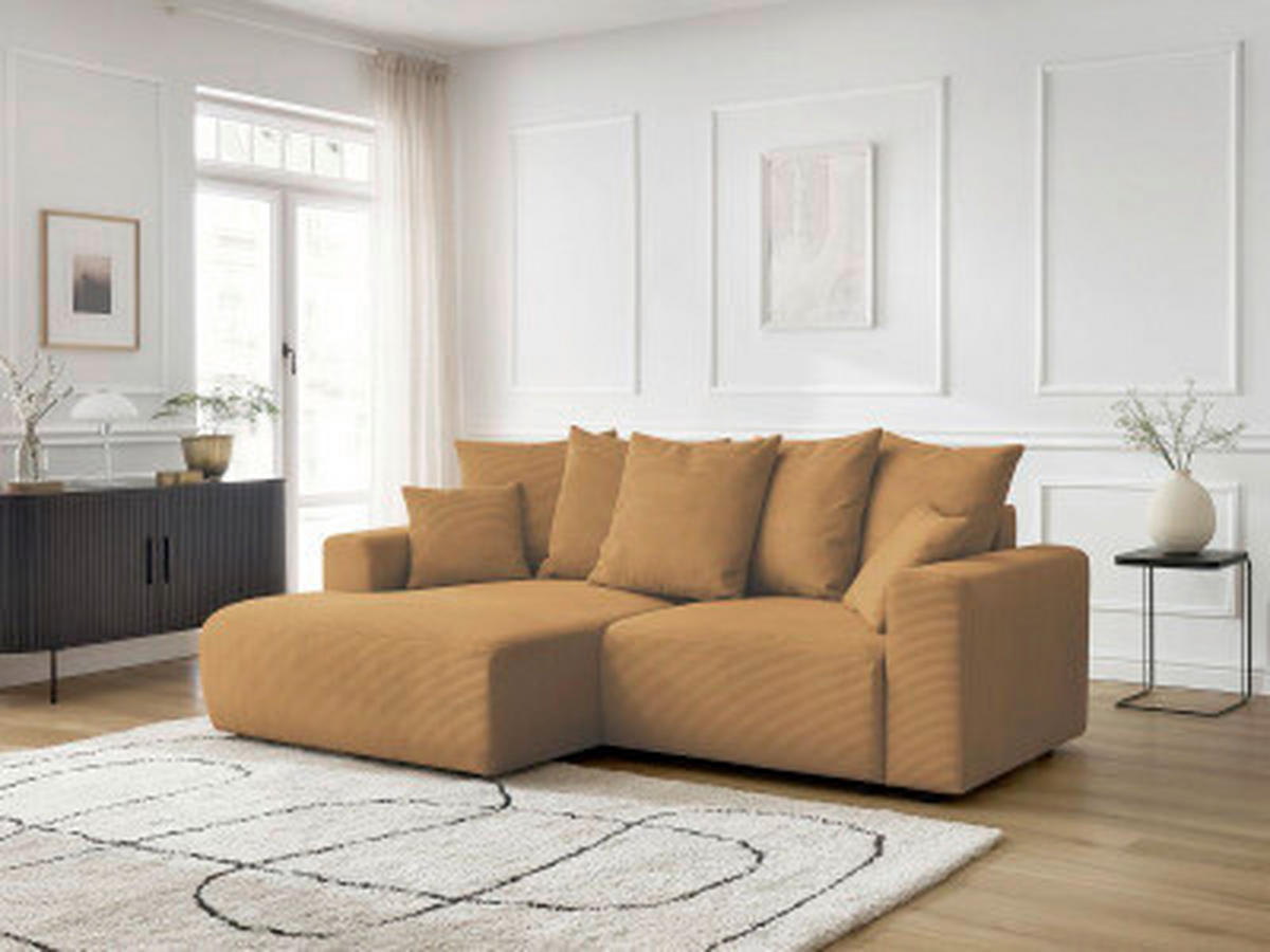 ECKSOFA Ottomane links  ATILLA Gelb Cord  - Gelb/Schwarz, MODERN, Kunststoff/Textil (149/244cm)