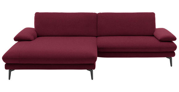 ECKSOFA Rot, Bordeaux Webstoff  - Bordeaux/Rot, Design, Textil/Metall (184/284cm) - Dieter Knoll