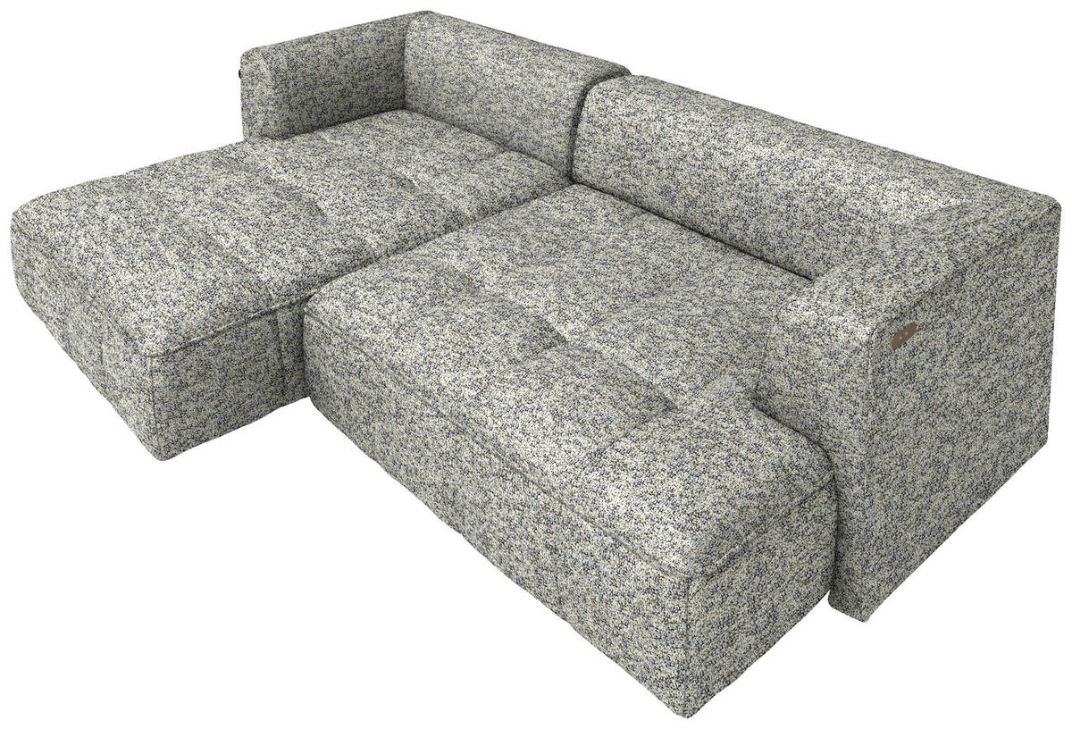 ECKSOFA Webstoff Greige  - Greige/Schwarz, Design, Kunststoff/Textil (288/188cm) - Welnova