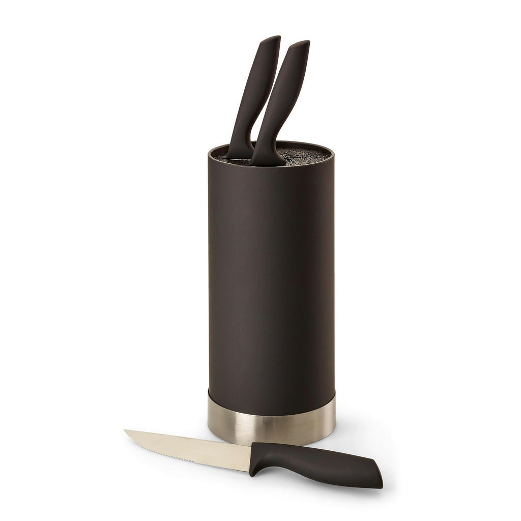 Thumbnail - Echtwerk Messerblock, Schwarz, Silber, Kunststoff, 4-teilig, 22 cm, ohne Schlitze, Kochen, Küchenmesser, Messersets