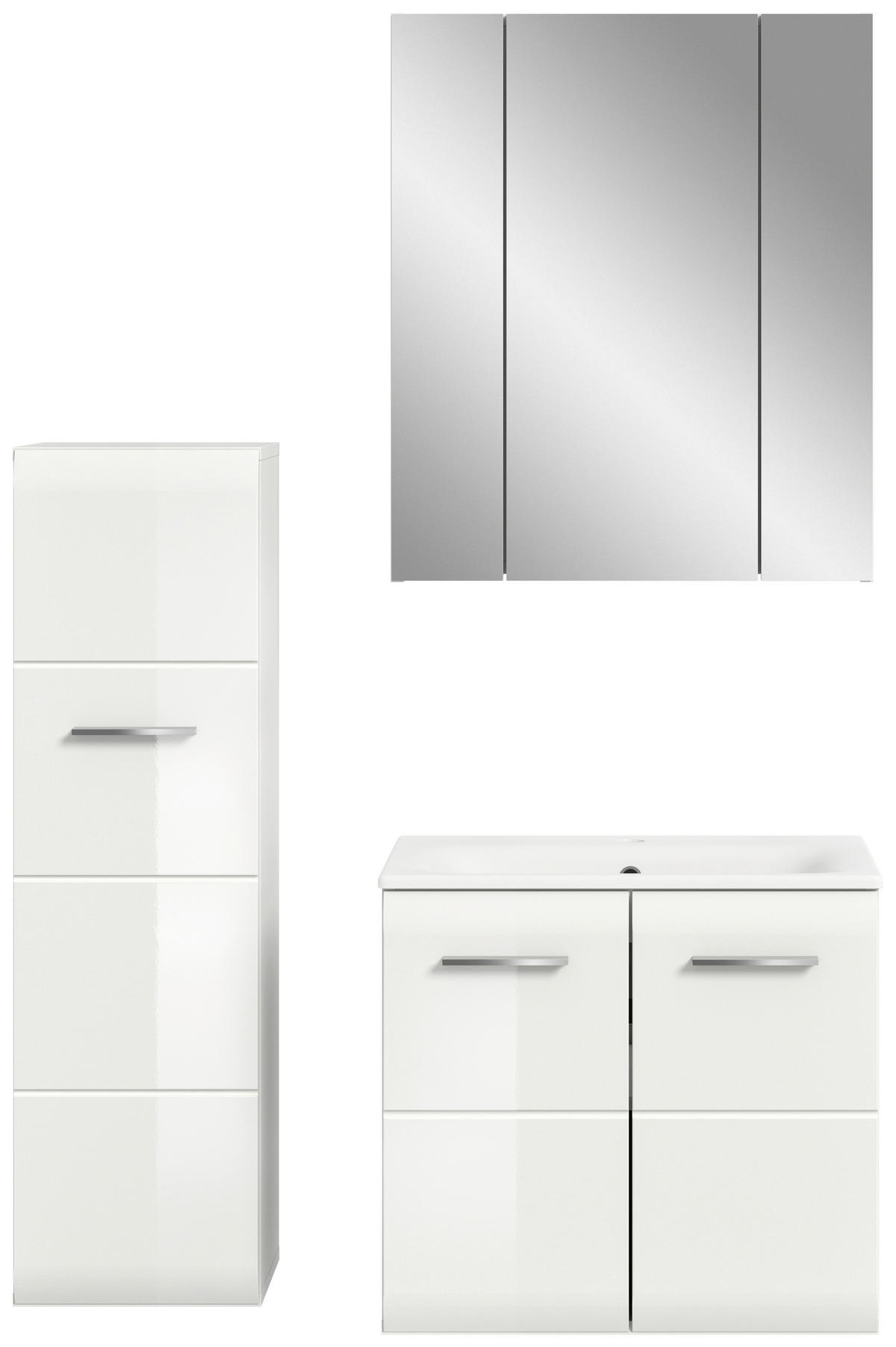 BADEZIMMER 4-teilig 90 cm  - Weiss Hochglanz/Weiss, Modern, Keramik/Holzwerkstoff (90cm) - MID.YOU