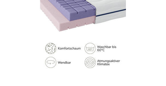 KOMFORTSCHAUMMATRATZE 90/200 cm Höhe ca. 18 cm  - Weiß, Basics, Textil (90/200cm) - Sleeptex