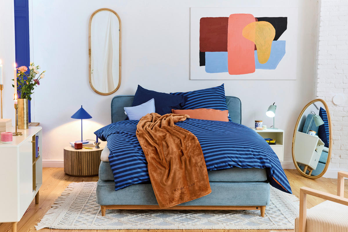 WENDEBETTWÄSCHE Satin 135/200 cm  - Dunkelblau/Hellblau, Basics, Textil (135/200cm) - Tom Tailor