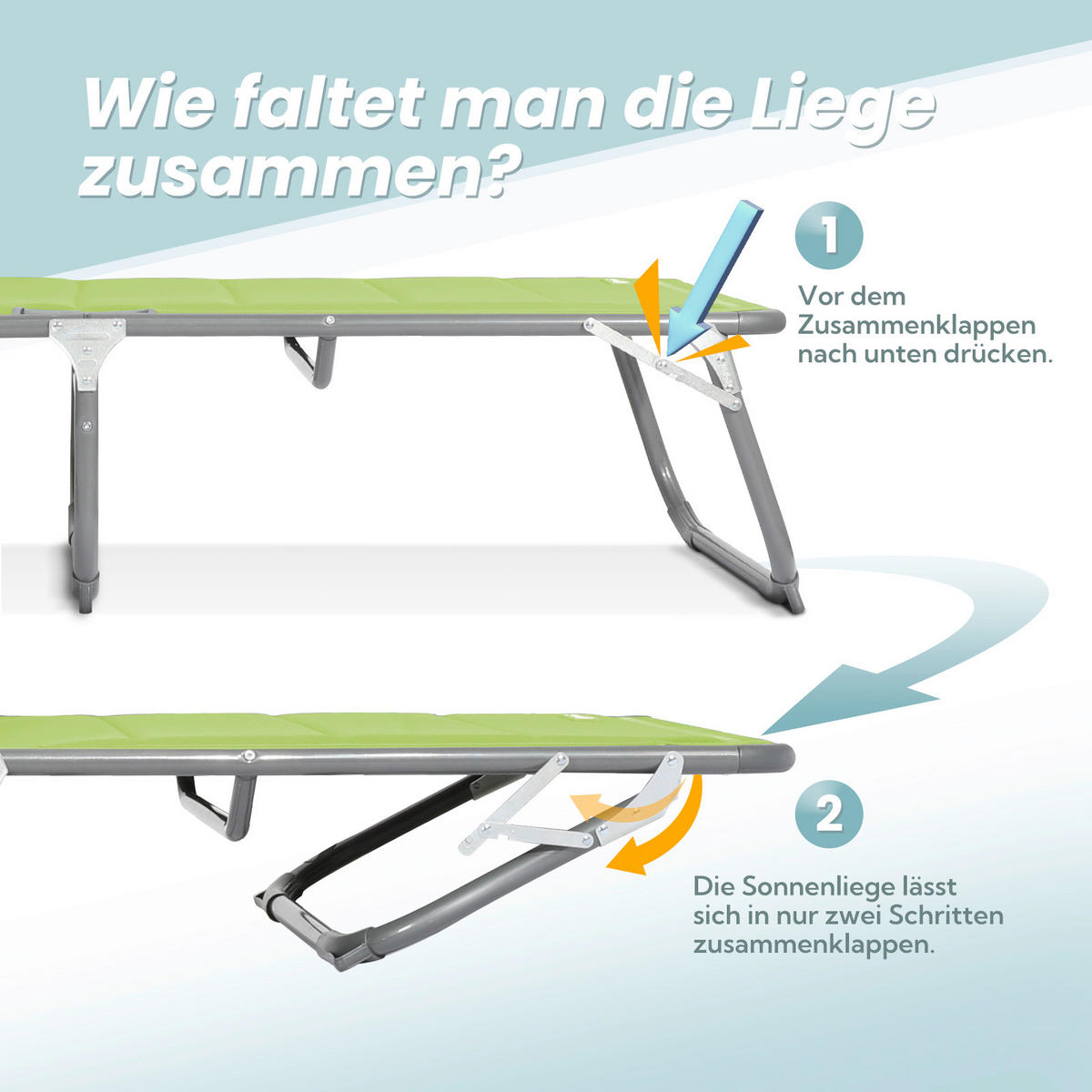 SONNENLIEGE 200/36/70 cm  - Hellgrün/Grau, Basics, Textil/Metall (200/36/70cm) - Modante