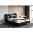 POLSTERBETT 180/200 cm,  in Anthrazit, gepolstertes Kopfteil,  - Anthrazit/Schwarz, Design, Leder/Metall (180/200cm) - Esposa