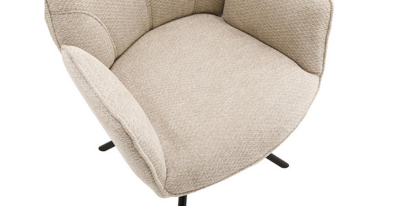 ARMLEHNSTUHL  Sitzfläche 180° drehbar, automatische Rückholfunktion  - Creme/Schwarz, Design, Textil/Metall (59/88/63cm) - Carryhome