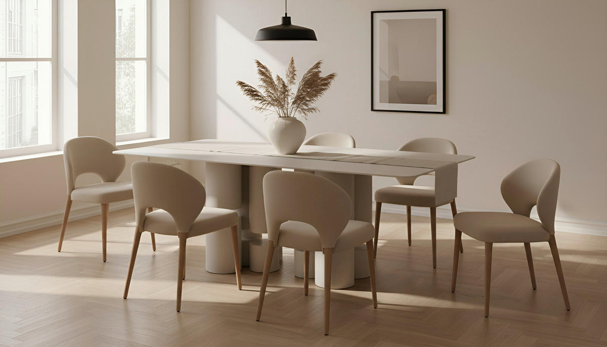 ESSTISCH 200/100/76 cm Nachbildung  Keramik, Holzwerkstoff rechteckig Beige  - Beige, Design, Keramik/Holzwerkstoff (200/100/76cm) - Belluti