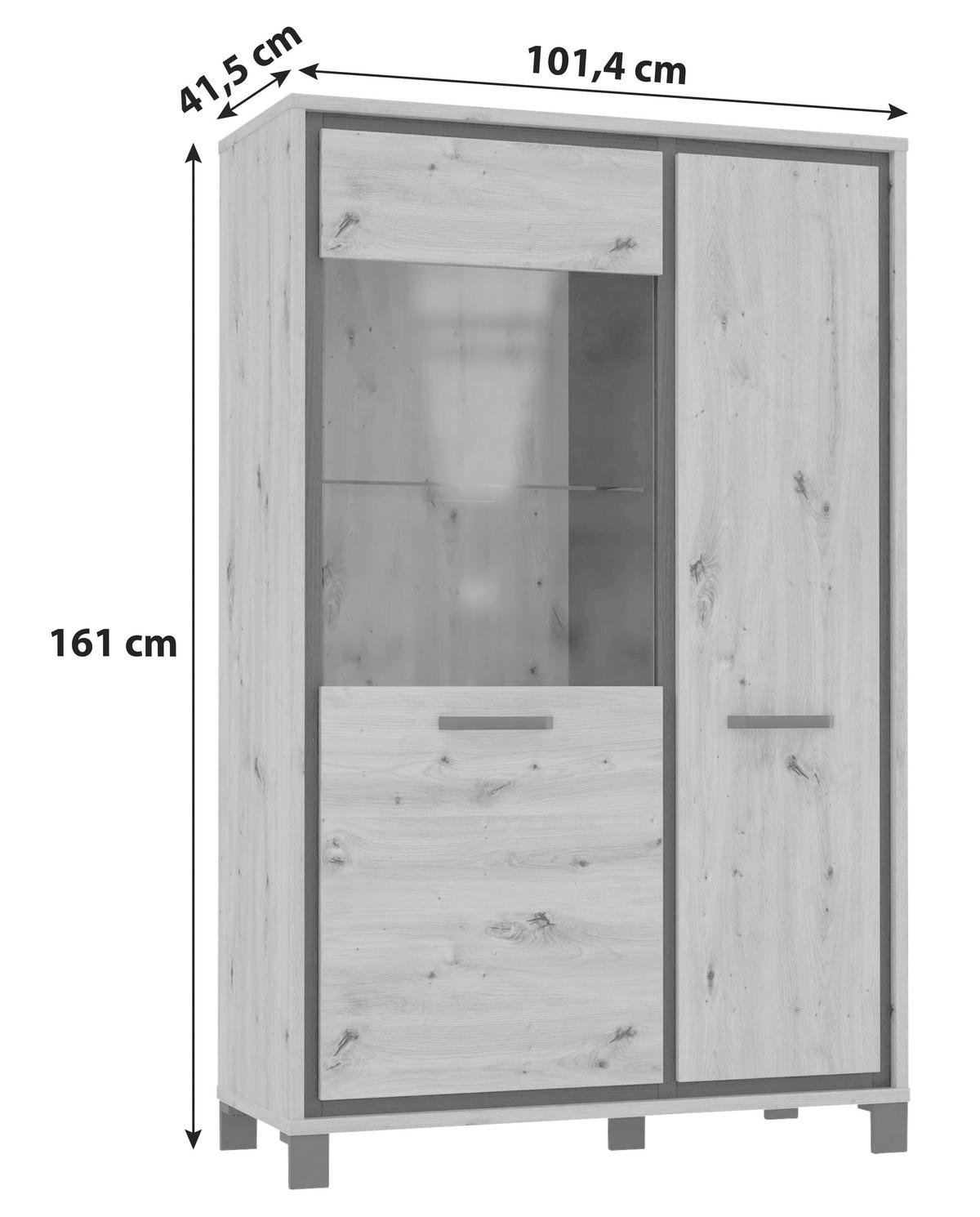 HIGHBOARD  in 101.4/161/41.5 cm  - Eichefarben/Schwarz, Basics, Glas/Holzwerkstoff (101.4/161/41.5cm) - Livetastic
