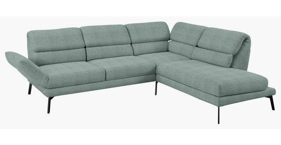 ECKSOFA in Flachgewebe Salbeigrün 256-363/212-253 cm - Salbeigrün/Schwarz, Design, Textil/Metall (256-363/212-253cm) - Dieter Knoll