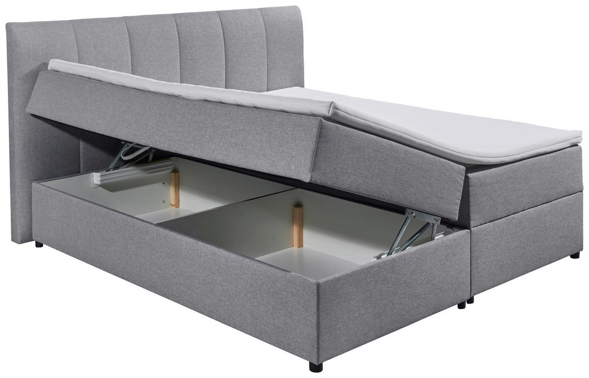 BOXSPRINGBETT 180/200 cm  in Grau  - Schwarz/Grau, Basics, Kunststoff/Textil (180/200cm) - MID.YOU
