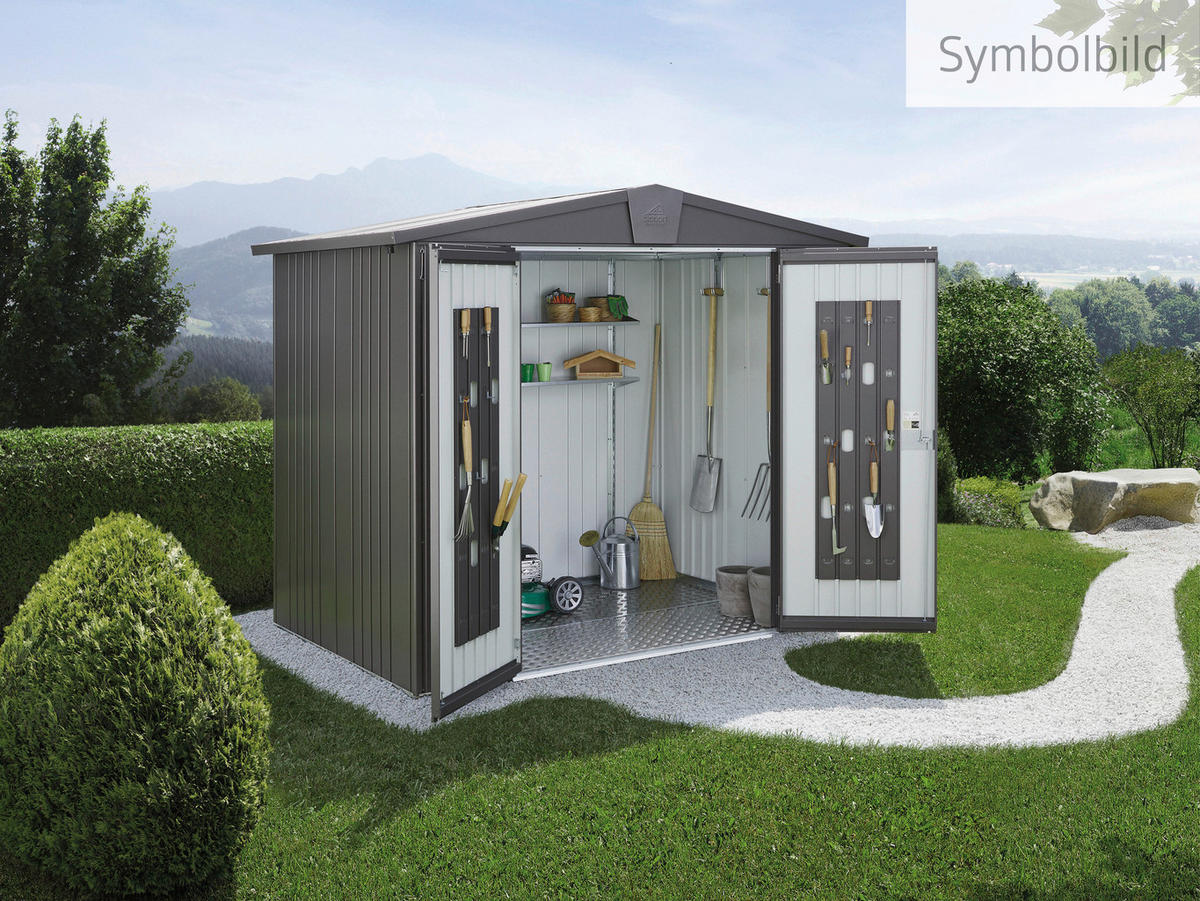 GERÄTEHAUS 244/203/228 cm  - Dunkelgrau, Design, Metall (244/203/228cm) - Biohort