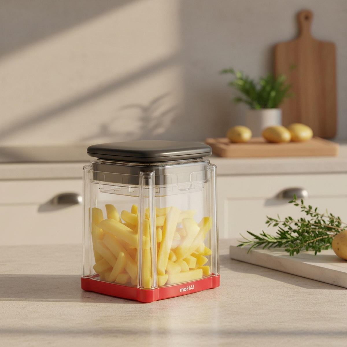 POMMES-FRITES-SCHNEIDER - Dunkelgrau/Transparent, Basics, Kunststoff/Metall (13/11/17cm) - moHA!