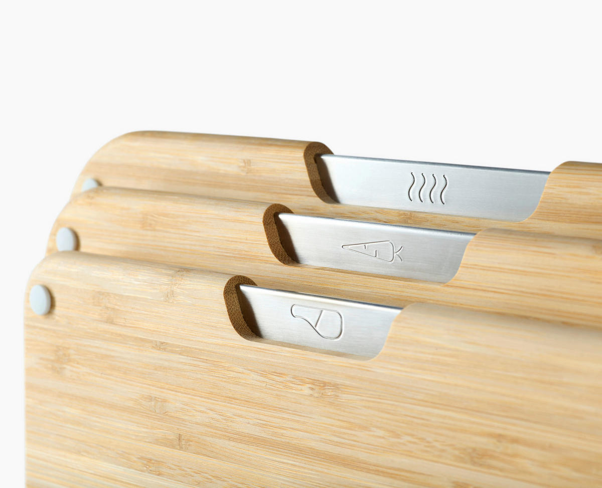 SCHNEIDEBRETT-SET Holz, Metall, Kunststoff Bambus Nest  - Karamell, Basics, Holz/Kunststoff (37/25/9,5cm) - Joseph Joseph