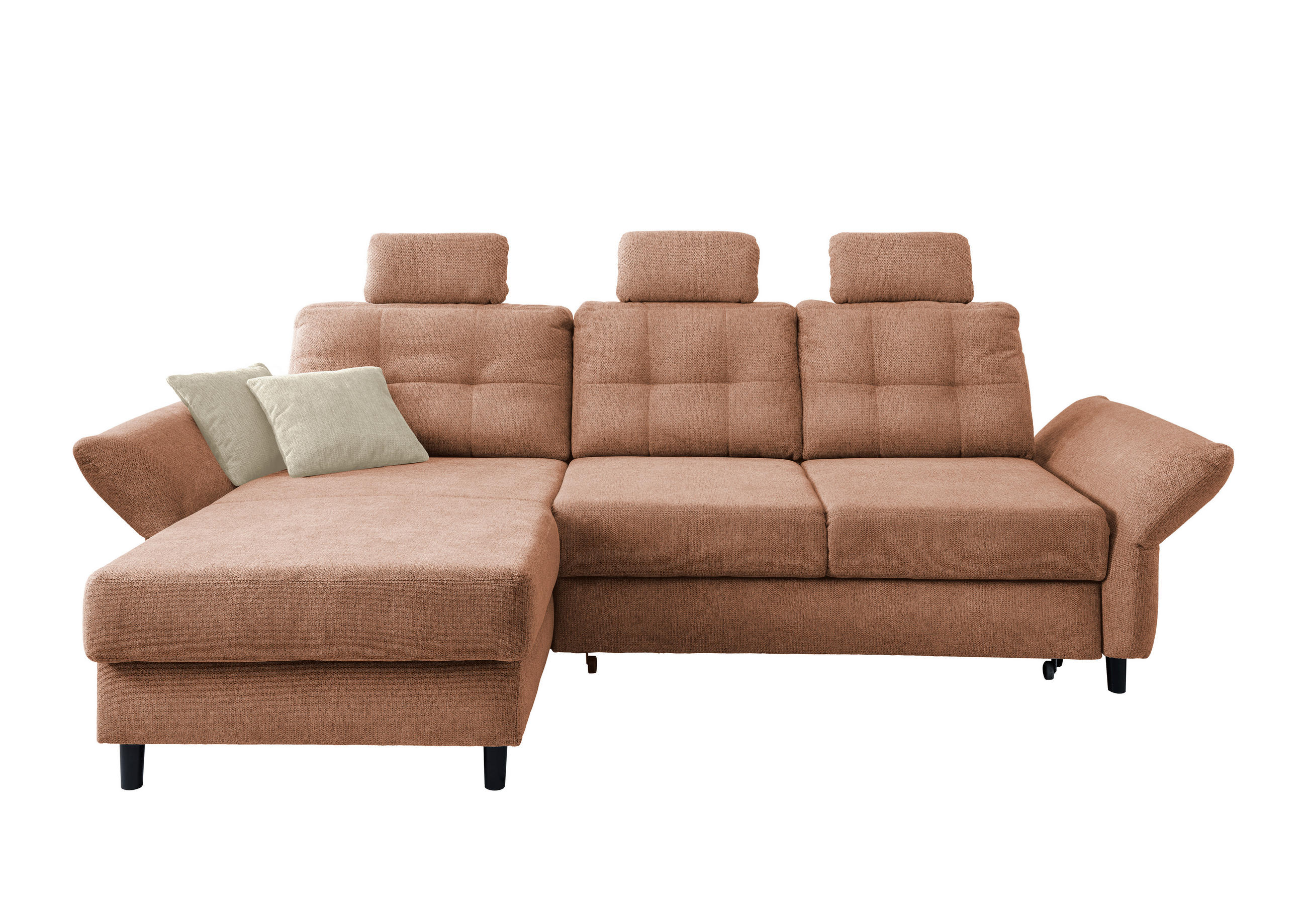 ECKSOFA Koralle Chenille  - Koralle/Beige, MODERN, Holz/Textil (176/250-280cm) - Livetastic