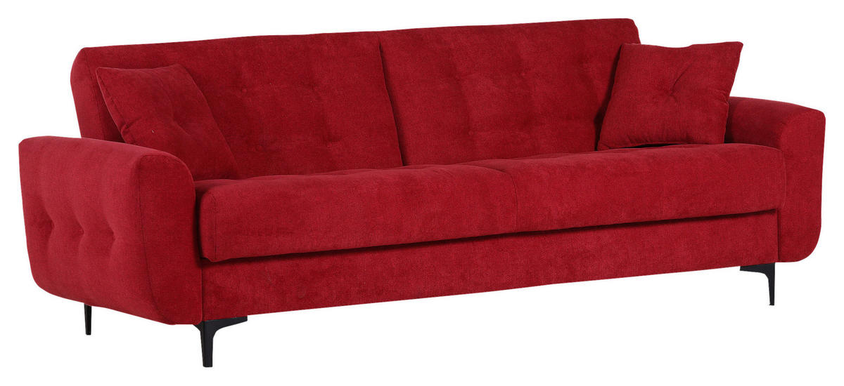 SCHLAFSOFA in Flachgewebe Rot  - Rot/Schwarz, KONVENTIONELL, Textil/Metall (230/84/95cm) - Xora