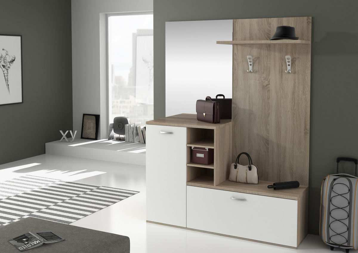 PREDSOBLJE  bijela, hrast Sonoma  - bijela/hrast Sonoma, Design (150/200/42cm)