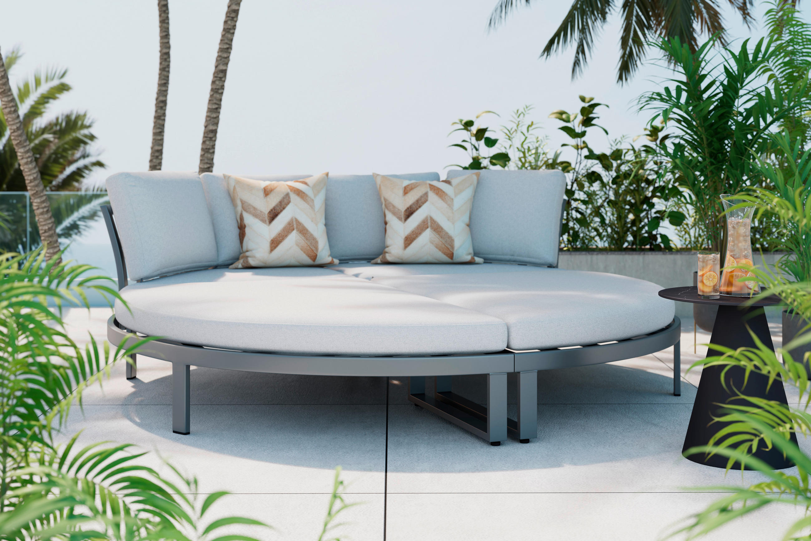 SONNENINSEL 200/66/200 cm  - Anthrazit/Grau, MODERN, Textil/Metall (200/66/200cm) - Ambia Garden