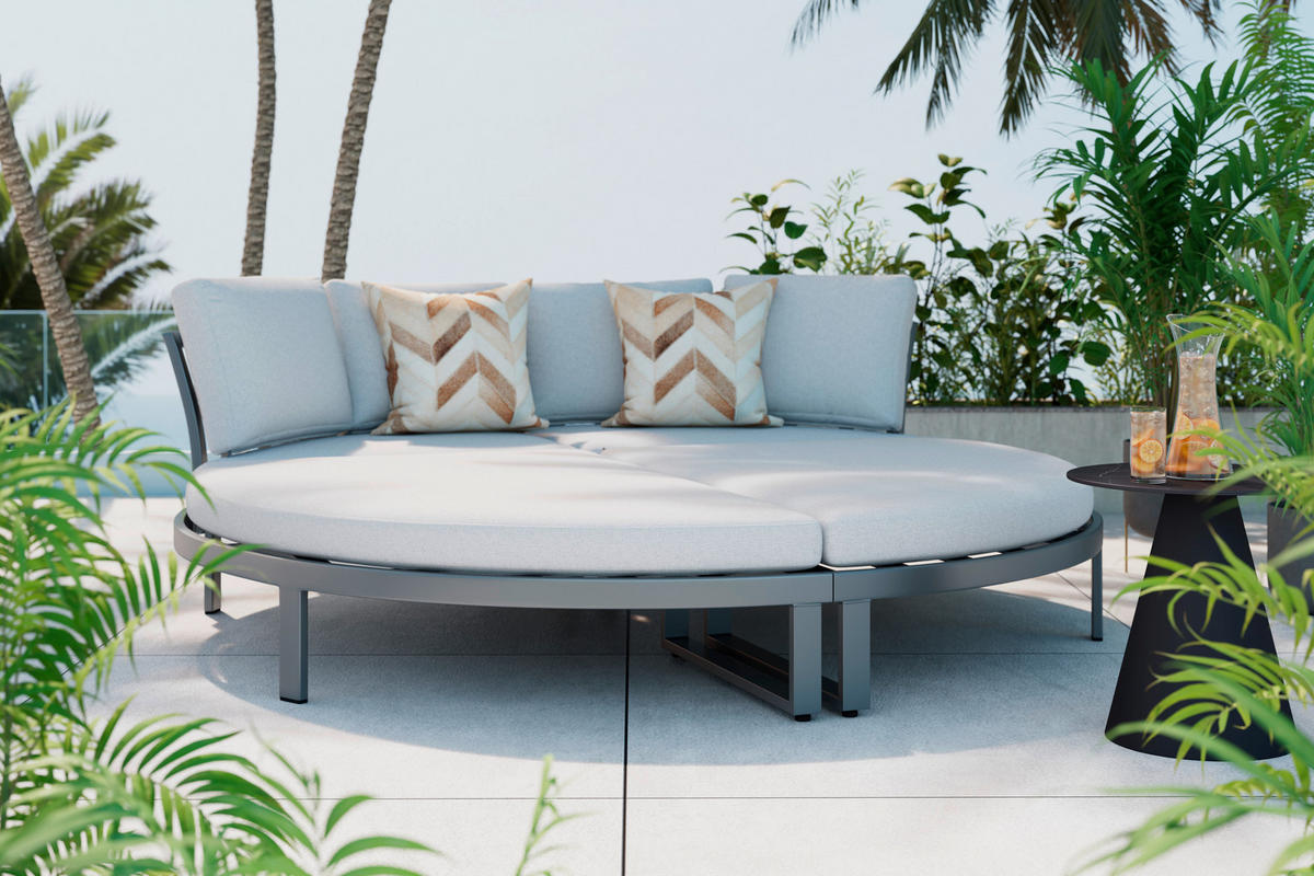 SONNENINSEL 200/66/200 cm  - Anthrazit/Grau, Modern, Textil/Metall (200/66/200cm) - Ambia Garden