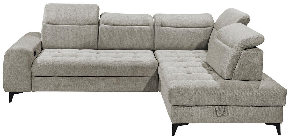 ECKSOFA in Webstoff Taupe  - Taupe/Schwarz, Konventionell, Kunststoff/Textil (282/200cm) - MID.YOU