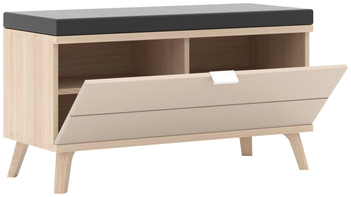 GARDEROBENBANK 90/51/38 cm  - Chromfarben/Kaschmir, Design, Holzwerkstoff/Textil (90/51/38cm) - Stylife