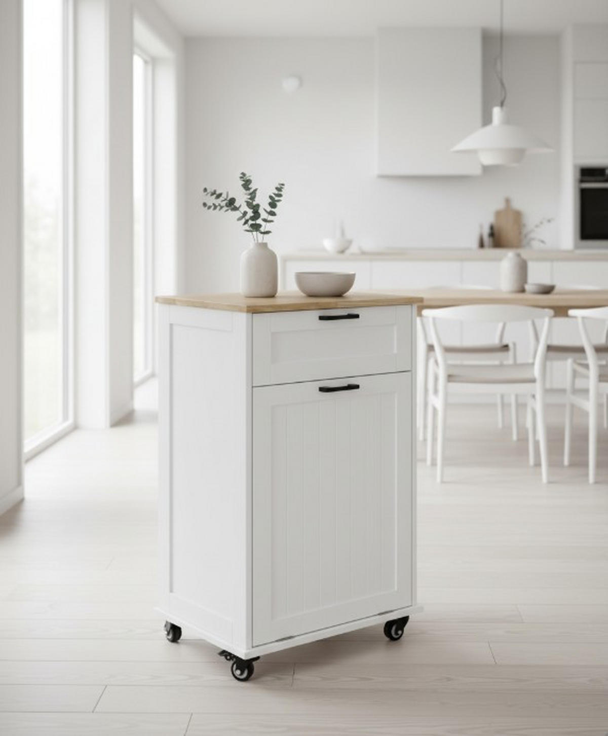 SERVIERWAGEN , Weiss  - Weiss/Schwarz, Basics, Holz/Holzwerkstoff (52/89/35cm) - MID.YOU