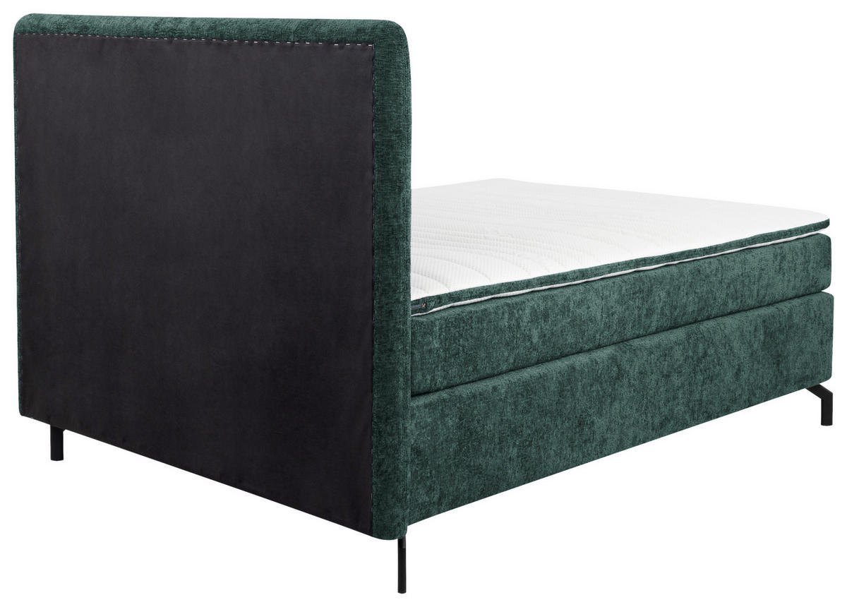 BOXSPRINGBETT 140/200 cm  in Dunkelgrün  - Dunkelgrün/Schwarz, Design, Textil/Metall (140/200cm) - Esposa