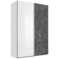 SCHWEBETÜRENSCHRANK 2-türig Weiß Hochglanz, Grau  - Weiß Hochglanz/Alufarben, Design, Holzwerkstoff/Metall (153/223/60,5cm) - Xora