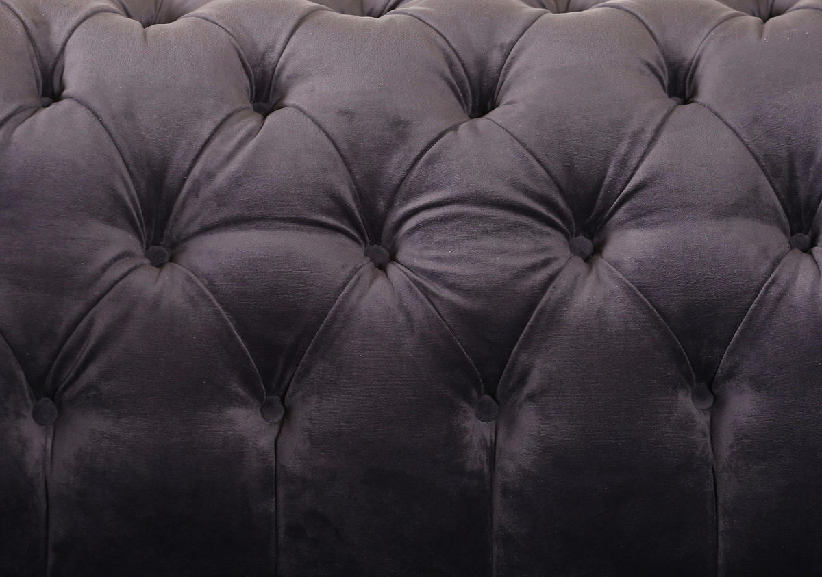 CHESTERFIELD-SOFA in Flachgewebe Grün  - Schwarz/Grün, LIFESTYLE, Textil/Metall (220/80/100cm) - Landscape