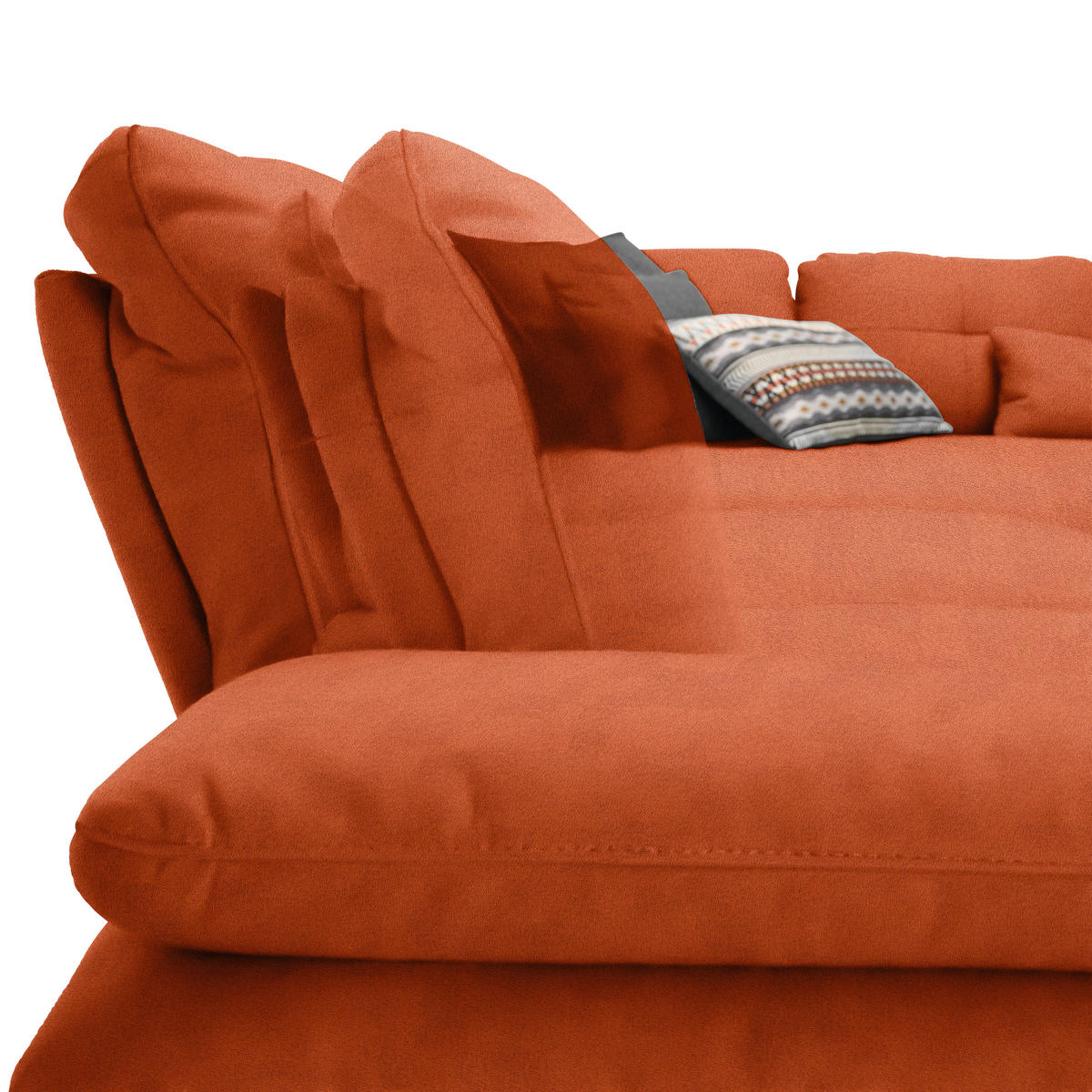 ECKSOFA in Flachgewebe Terracotta  - Terracotta/Schwarz, Design, Textil/Metall (344/271cm) - Chilliano
