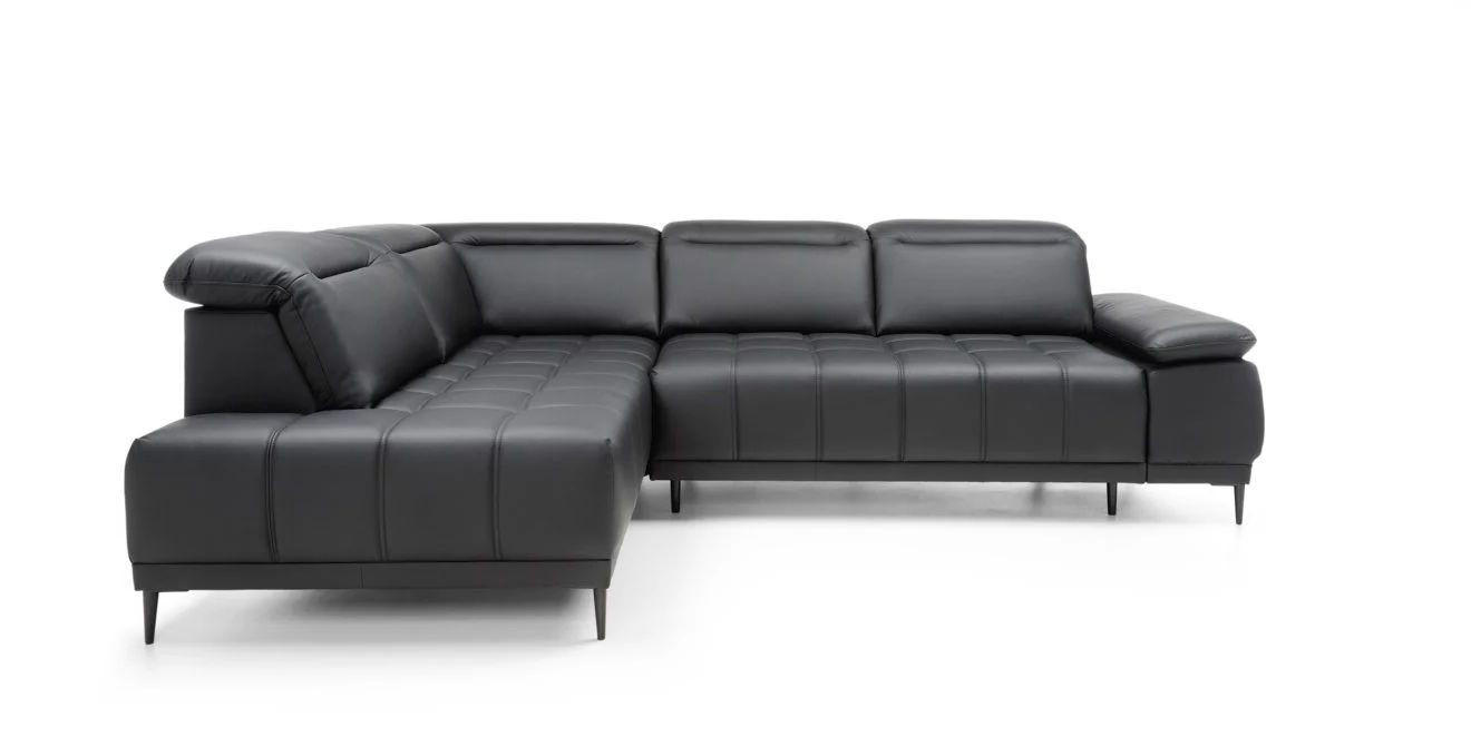 UGAONA GARNITURA crna  - crna, Moderno, koža/metal (204-278/82-98/106cm) - Welnova