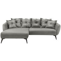 ECKSOFA Grau Lederlook  - Schwarz/Grau, MODERN, Textil/Metall (162/277cm) - Livetastic