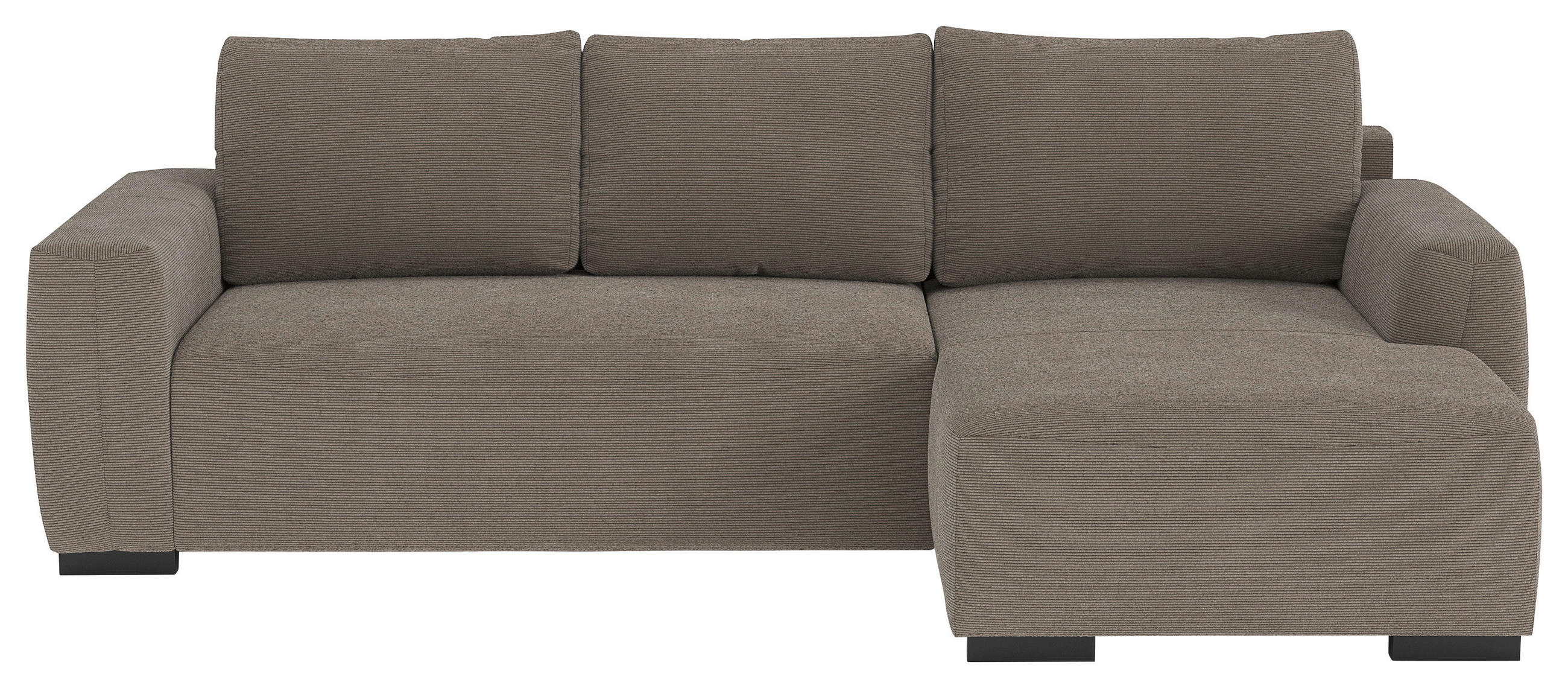 ECKSOFA  in Cord Taupe  - Taupe/Schwarz, Trend, Kunststoff/Textil (252/170cm) - MID.YOU