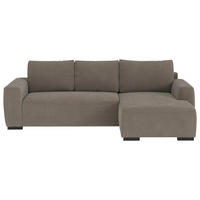 ECKSOFA  in Cord Taupe  - Taupe/Schwarz, Trend, Kunststoff/Textil (252/170cm) - MID.YOU