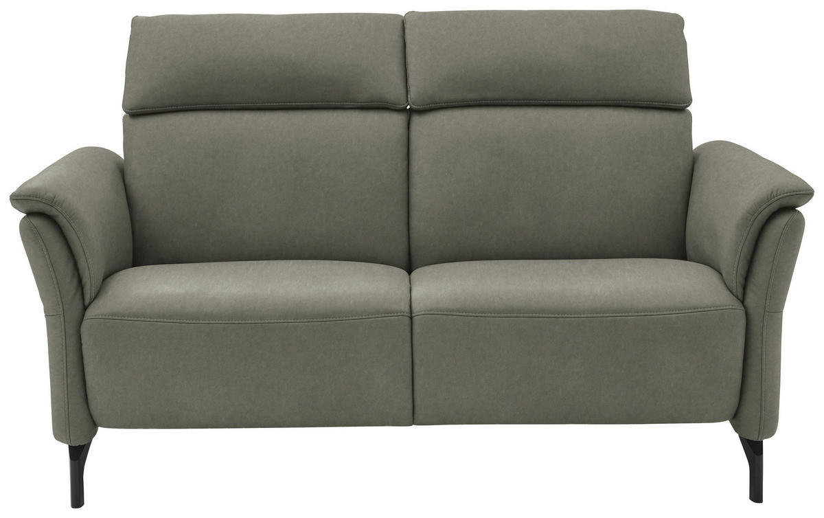 2-SITZER-SOFA Grau Echtleder  - Schwarz/Grau, KONVENTIONELL, Leder/Metall (178/103/95cm) - Dieter Knoll