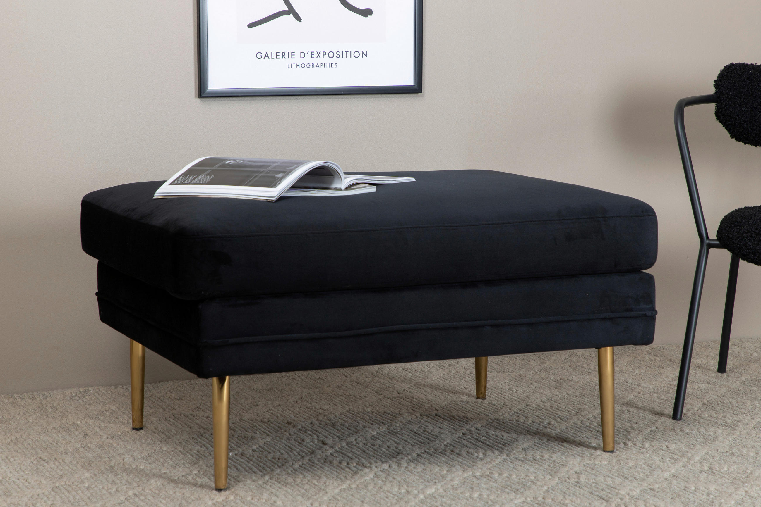 PALL i metall, textil svart, guldfärgad  - svart/guldfärgad, Design, metall/textil (90/49/70cm) - Livetastic