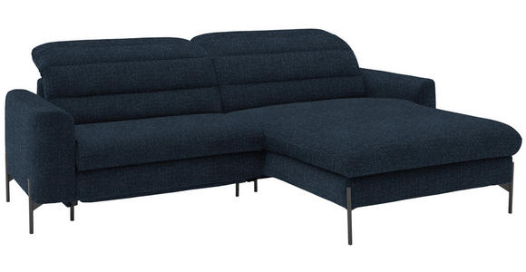 ECKSOFA in Flachgewebe Blau  - Blau/Schwarz, Design, Textil/Metall (252/191cm) - Dieter Knoll