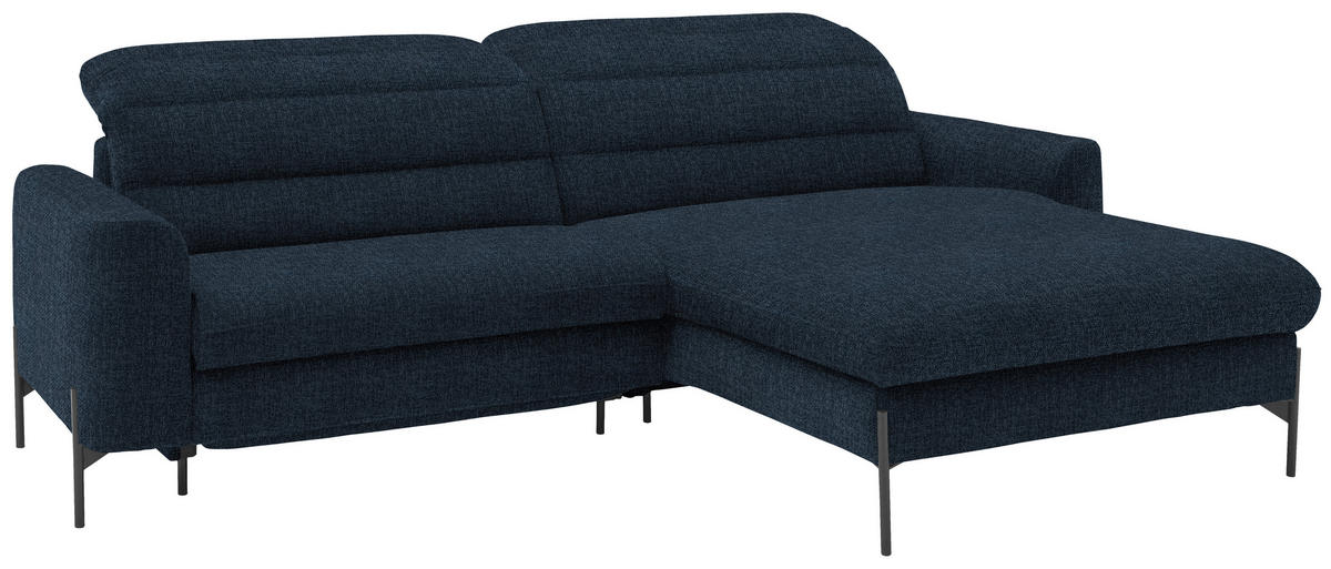 ECKSOFA in Flachgewebe Blau  - Blau/Schwarz, Design, Textil/Metall (252/191cm) - Dieter Knoll