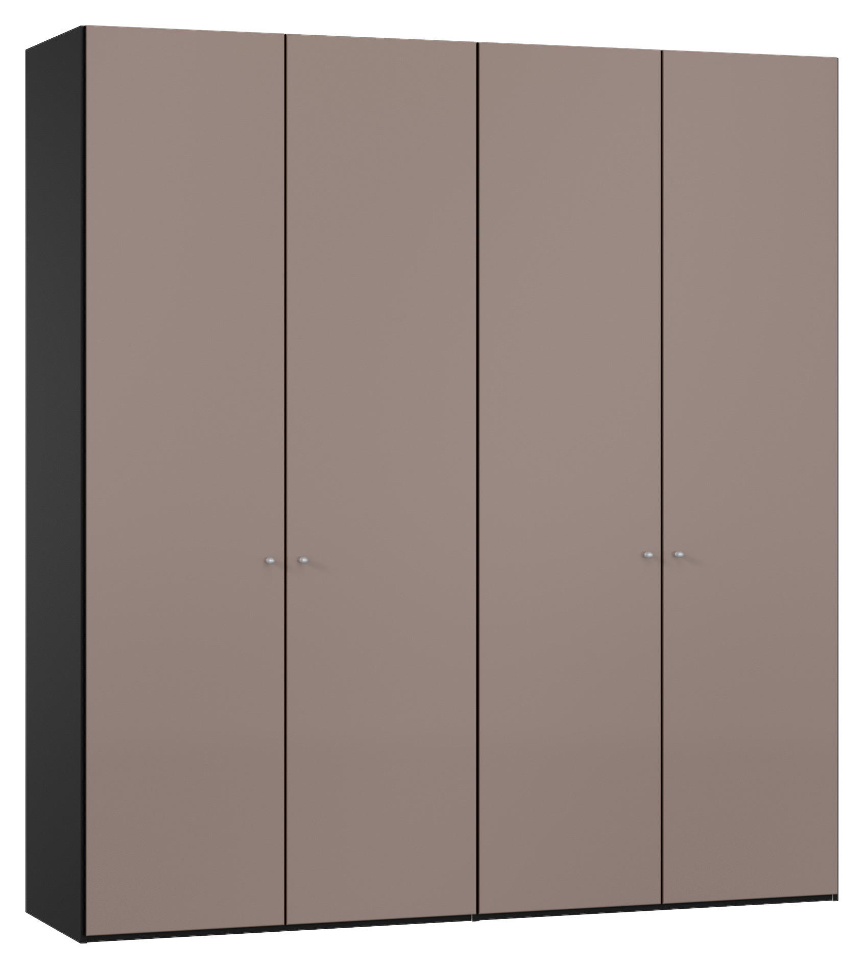 DREHTÜRENSCHRANK 202/220/40 cm,  in Braun, Schwarz, 4-türig  - Silberfarben/Schwarz, Design, Glas/Holzwerkstoff (202/220/40cm) - Jutzler
