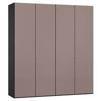 DREHTÜRENSCHRANK 202/220/40 cm,  in Braun, Schwarz, 4-türig  - Silberfarben/Schwarz, Design, Glas/Holzwerkstoff (202/220/40cm) - Jutzler