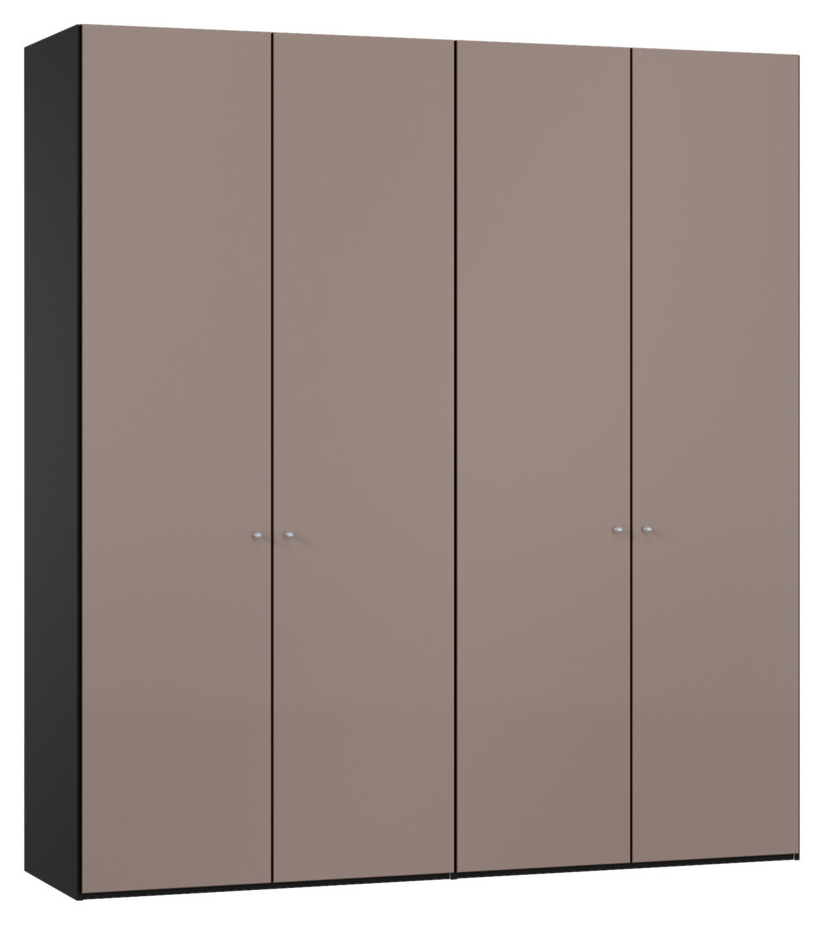 DREHTÜRENSCHRANK 202/220/40 cm,  in Braun, Schwarz, 4-türig  - Silberfarben/Schwarz, Design, Glas/Holzwerkstoff (202/220/40cm) - Jutzler