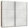 SCHWEBETÜRENSCHRANK 250/236/65 cm 2-türig Eichefarben, Weiß  - Chromfarben/Eichefarben, MODERN, Holzwerkstoff (250/236/65cm) - MID.YOU