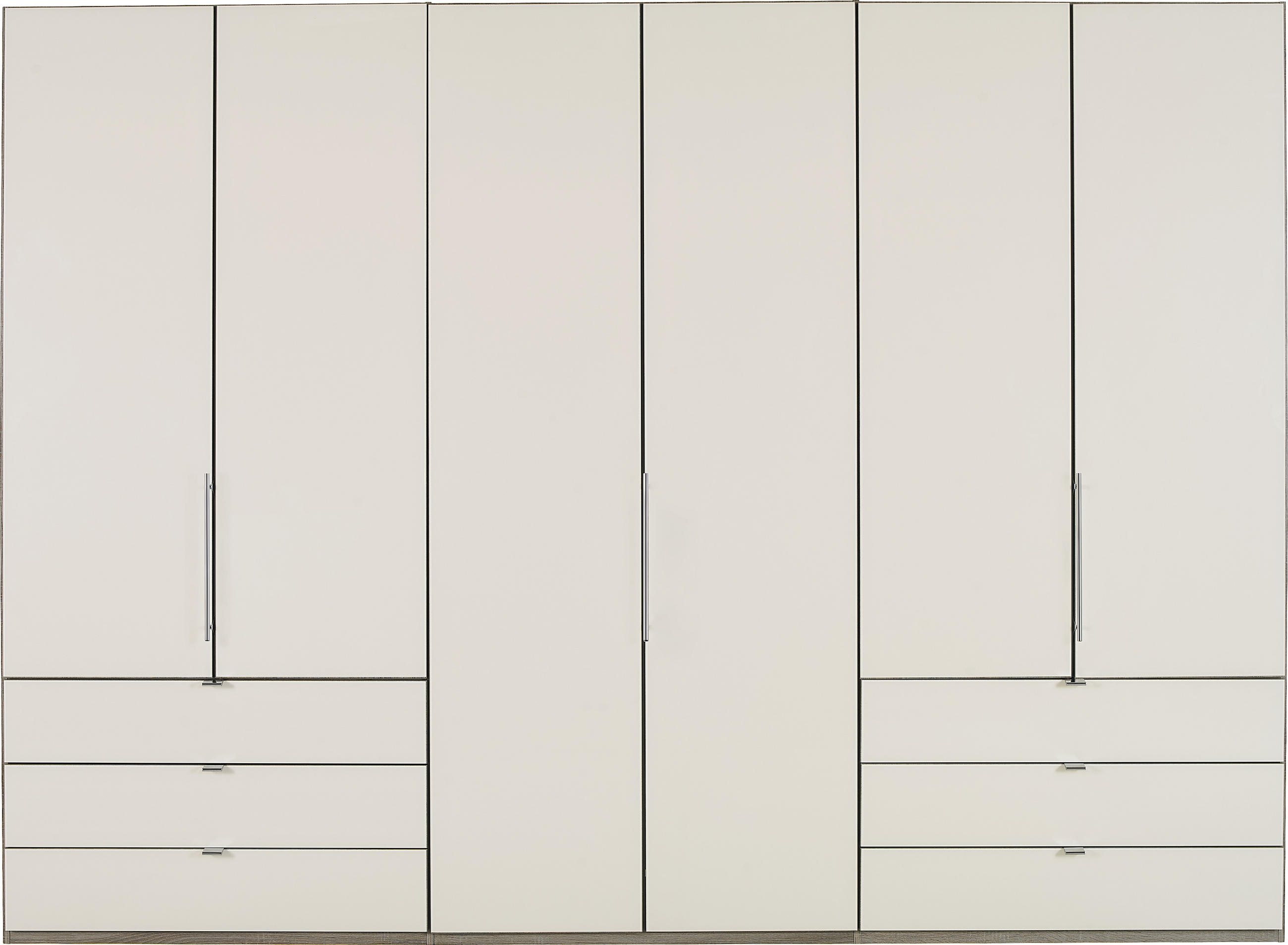 FALTTÜRENSCHRANK Glasfront 300/216/58 cm 3-türig Trüffeleichefarben, Magnolie - Chromfarben/Magnolie, KONVENTIONELL, Glas/Holzwerkstoff (300/216/58cm) - Venda