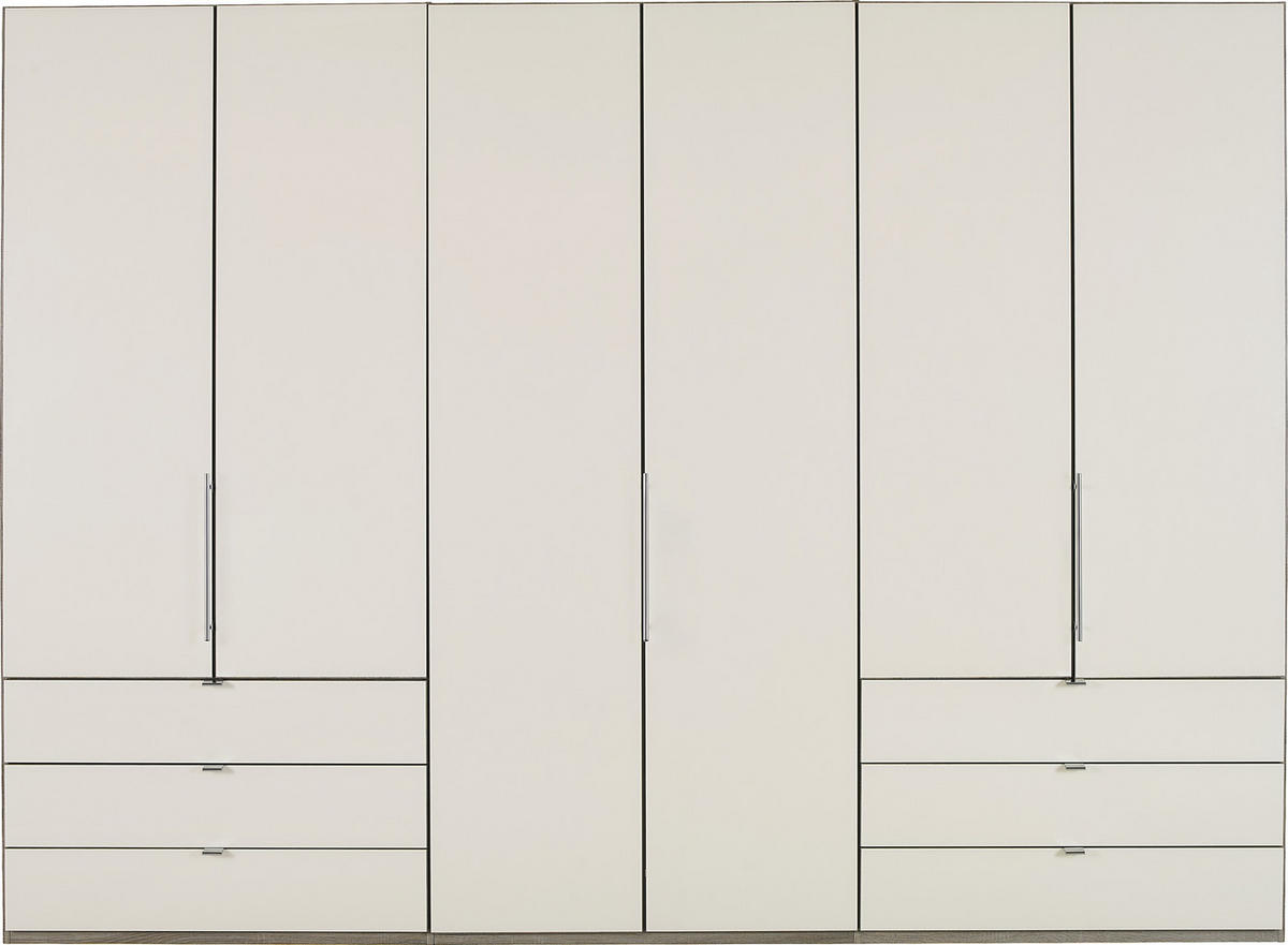 FALTTÜRENSCHRANK 300/216/58 cm 3-türig  - Chromfarben/Magnolie, Konventionell, Glas/Holzwerkstoff (300/216/58cm) - Venda