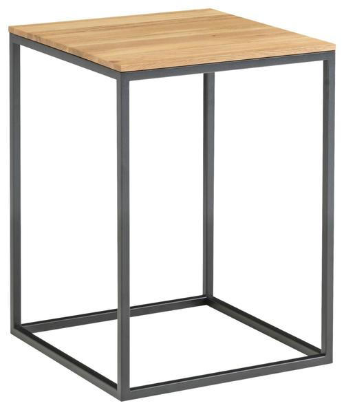 BEISTELLTISCH 40/40/54 cm Wildeiche massiv Schwarz, Eichefarben quadratisch  - Eichefarben/Schwarz, Design, Holz/Metall (40/40/54cm) - Linea Natura