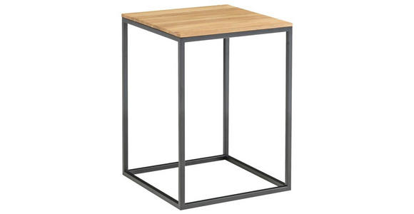 BEISTELLTISCH 40/40/54 cm Wildeiche massiv Schwarz, Eichefarben quadratisch - Eichefarben/Schwarz, Design, Holz/Metall (40/40/54cm) - Linea Natura