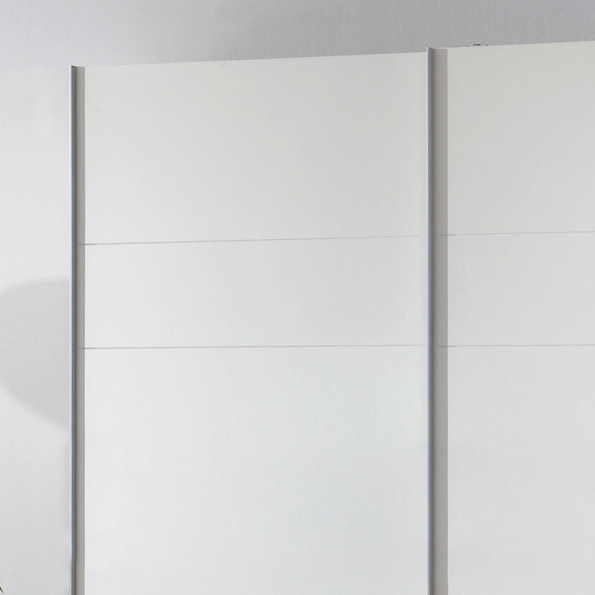 SCHWEBETÜRENSCHRANK in Weiss  - Weiss/Silberfarben, Design, Holzwerkstoff/Metall (180/198/64cm) - MID.YOU